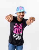 Front view of neon blue CHooZ FUN men’s bucket hat featuring the FUN mark—confidence that floats, literally.